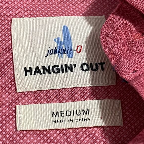Johnnie-O Hangin’ Out Shirt Size M Red Long Sleeve Button-Up Cotton - Picture 3 of 8